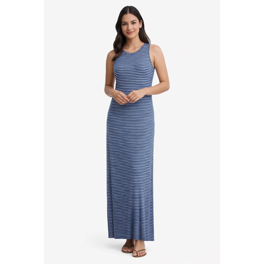 NWT GAP Women Striped Sleeveless Maxi Dress Size M‎ Blue White Tank Style